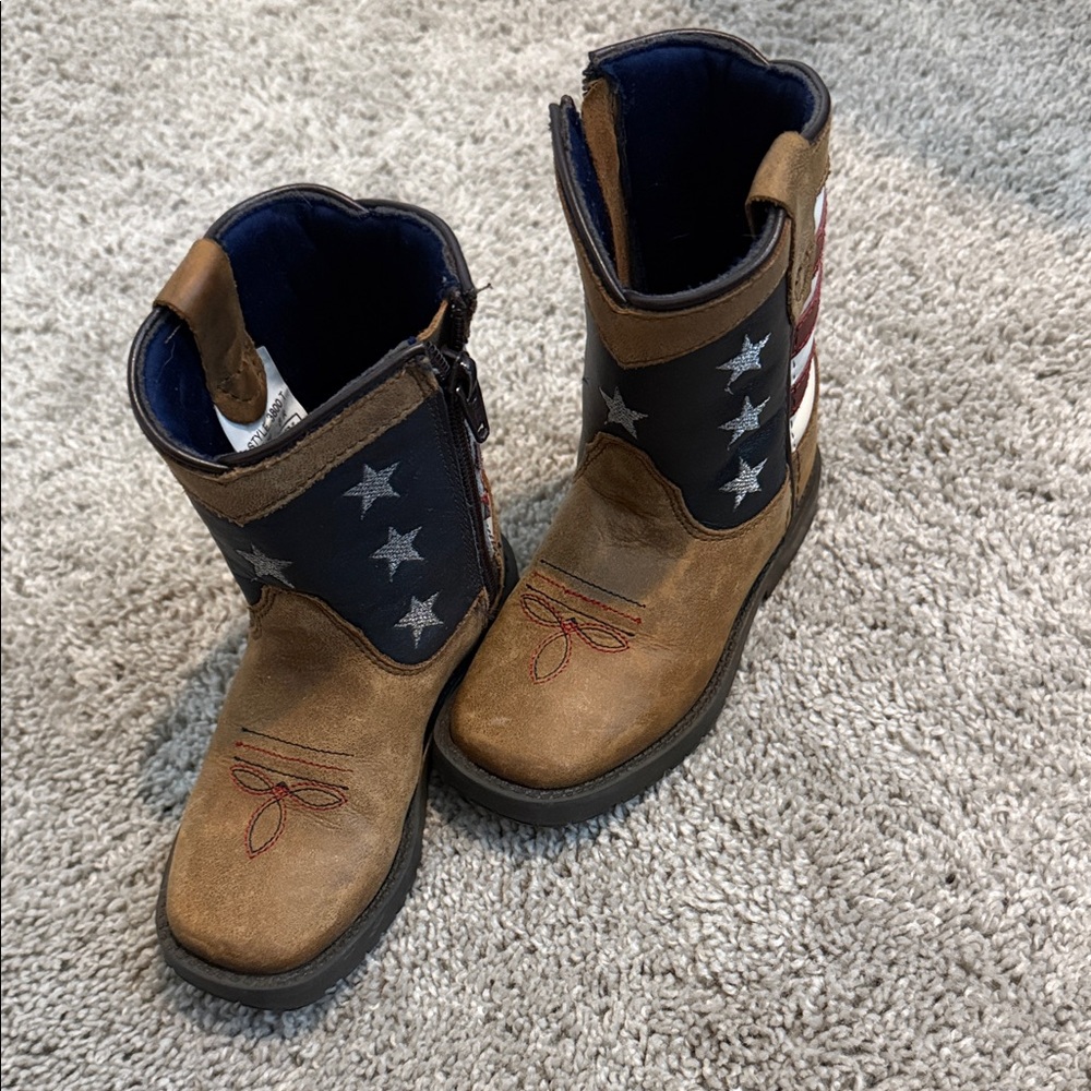 Kids Brown and Blue Star Boots